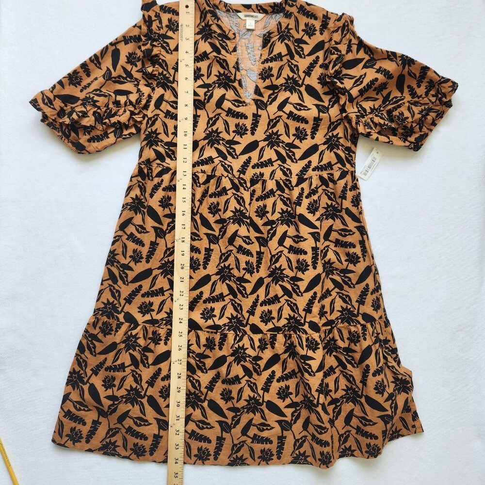 Goodthreads Linen Floral Print V-Neck Dress Summer Boho Babydoll Casual Cute - Picture 9 of 10